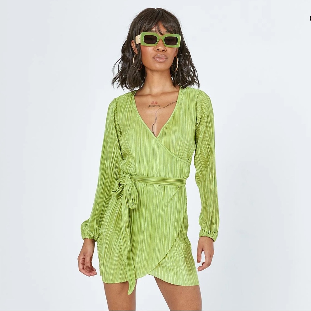 Princess Polly Green Long Sleeve Dress